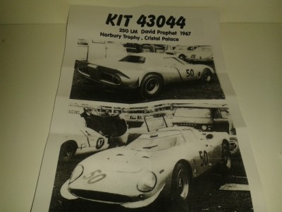Kit Ferrari 250 LM # 50 Norbury Trophy - Cristal Palace 1967 David Propet - Resin Kit 1:43